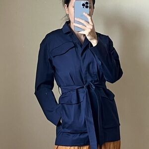 Away Travel Utility Jacket Navy Blue Cotton